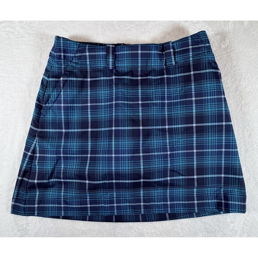 Nike Skort Women's Size 6 Blue Turquoise Tartan Plaid Dri-Fit Golf Pickleball
